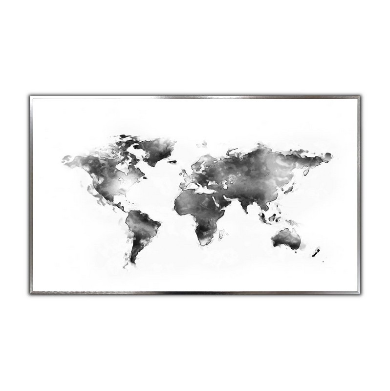 STEINFELD® Glas Infrarotheizung mit Motiv Weiße Weltkarte